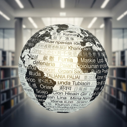 Globe with names of different languages