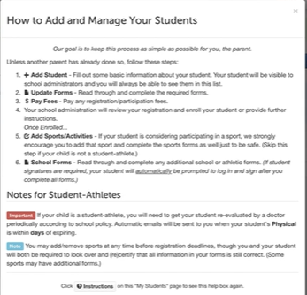 Directions to add student