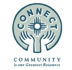 A logo with the word 'CONNECT' above two hands holding a cross, and the phrase 'Community is our Greatest Resource' below.