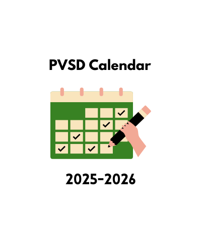 A calendar with checkmarks on some dates, titled 'PVSD Calendar 2025-2026', with a hand holding a pen marking a date.