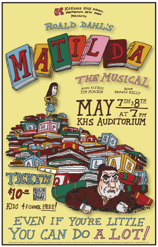 Matilda the Musical Even if You're Little You Can Do a Lot picture of girl standing on books
