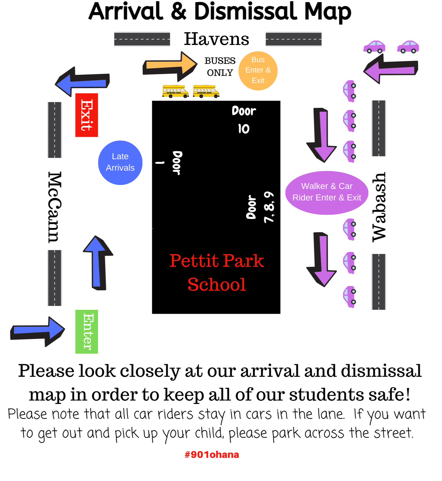 Map of school parking lot
