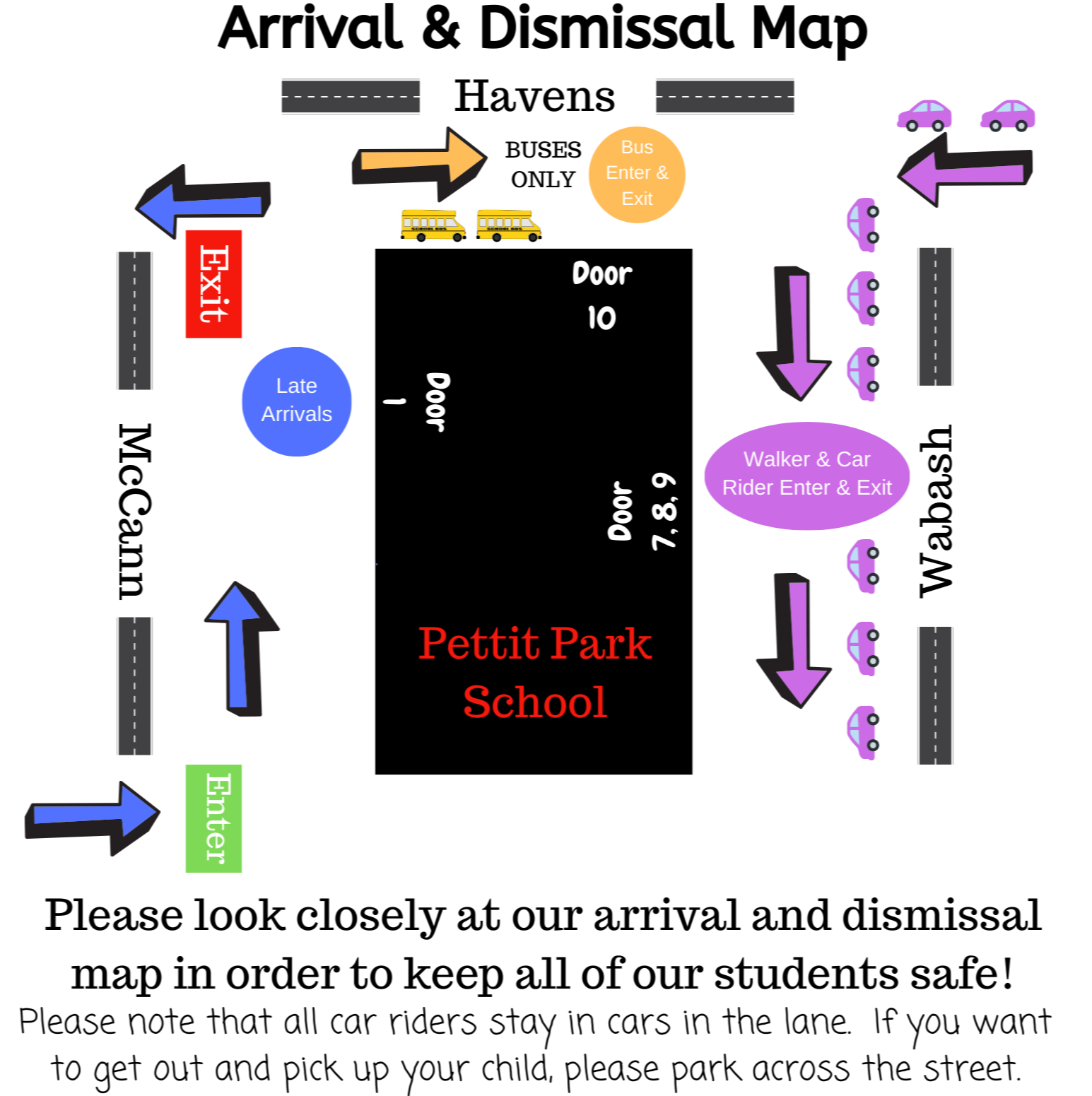 Map of school parking lot