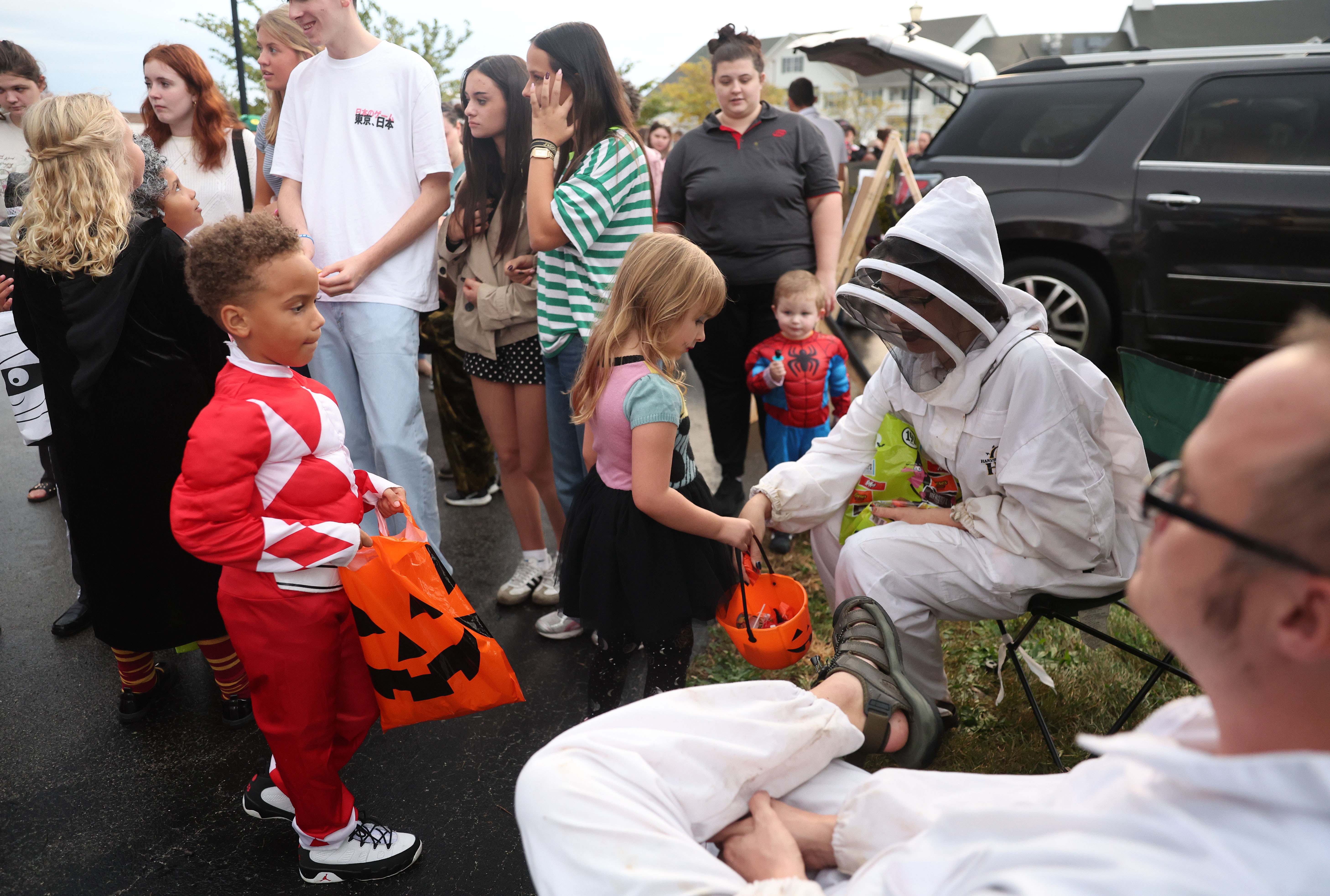 Students in costume Trunk-or-Treat