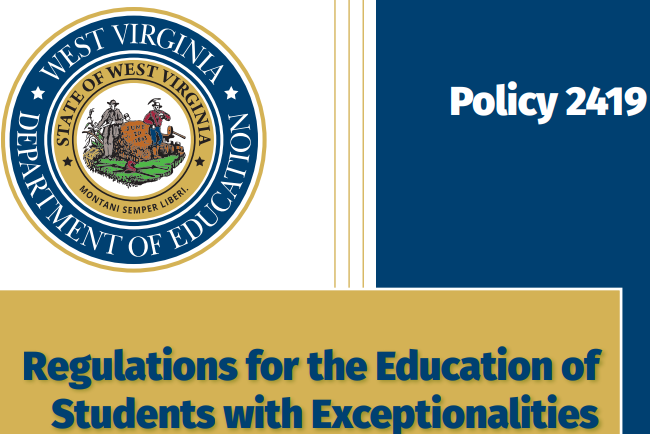 Policy 2419 PARTMENT * NONTAN SEMPER LEA OR EDUCAT Regulations for the Education of Students with Exceptionalities