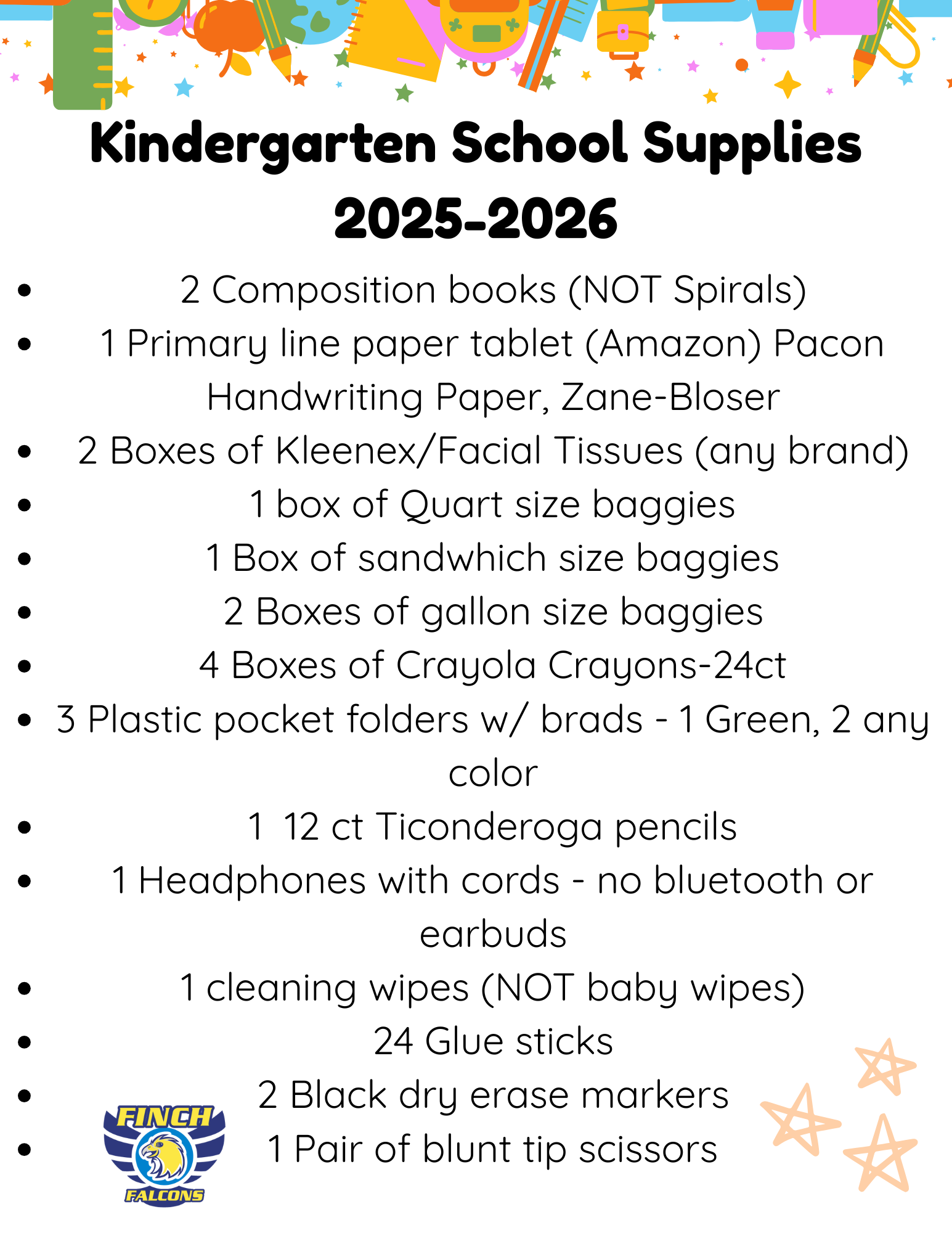Kinder school supplies