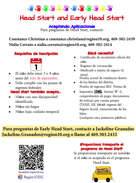 Head start flyer in spanish