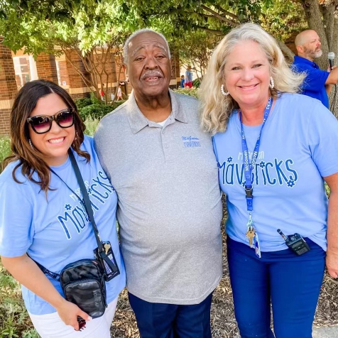 assisstant principal and principal stand with Mr. Jesse McGowen, namesake of McGowen Elementary