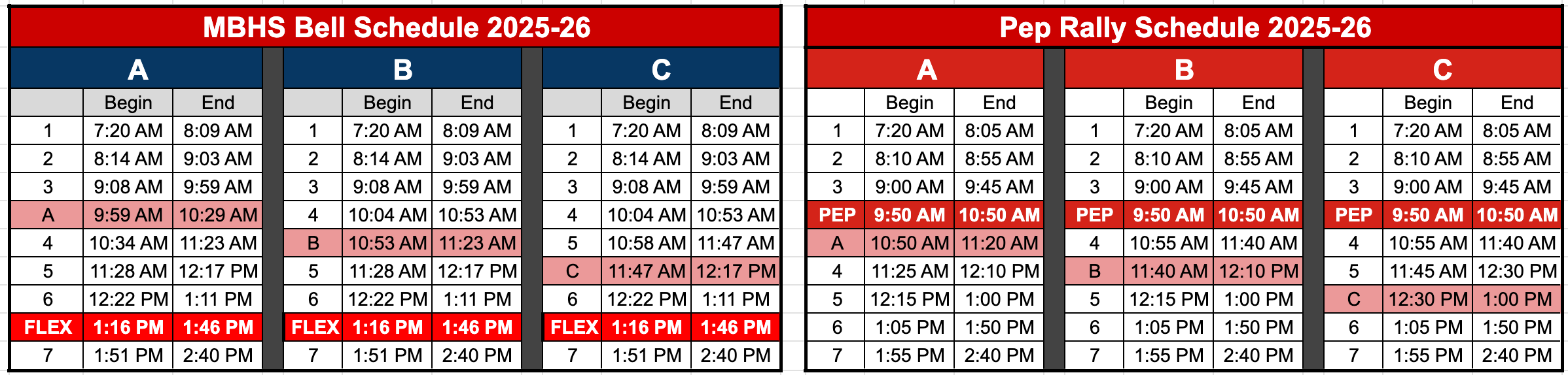 bell schedule