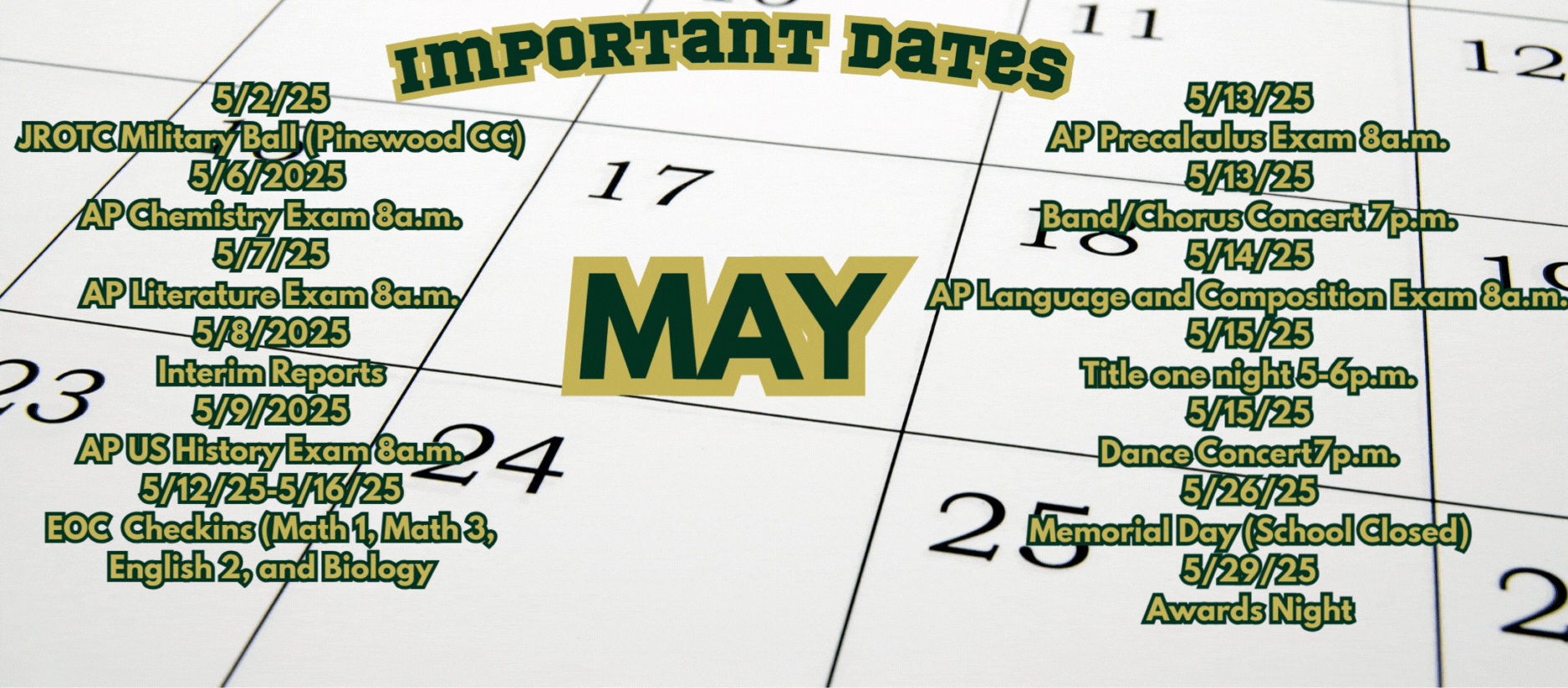May Important Dates