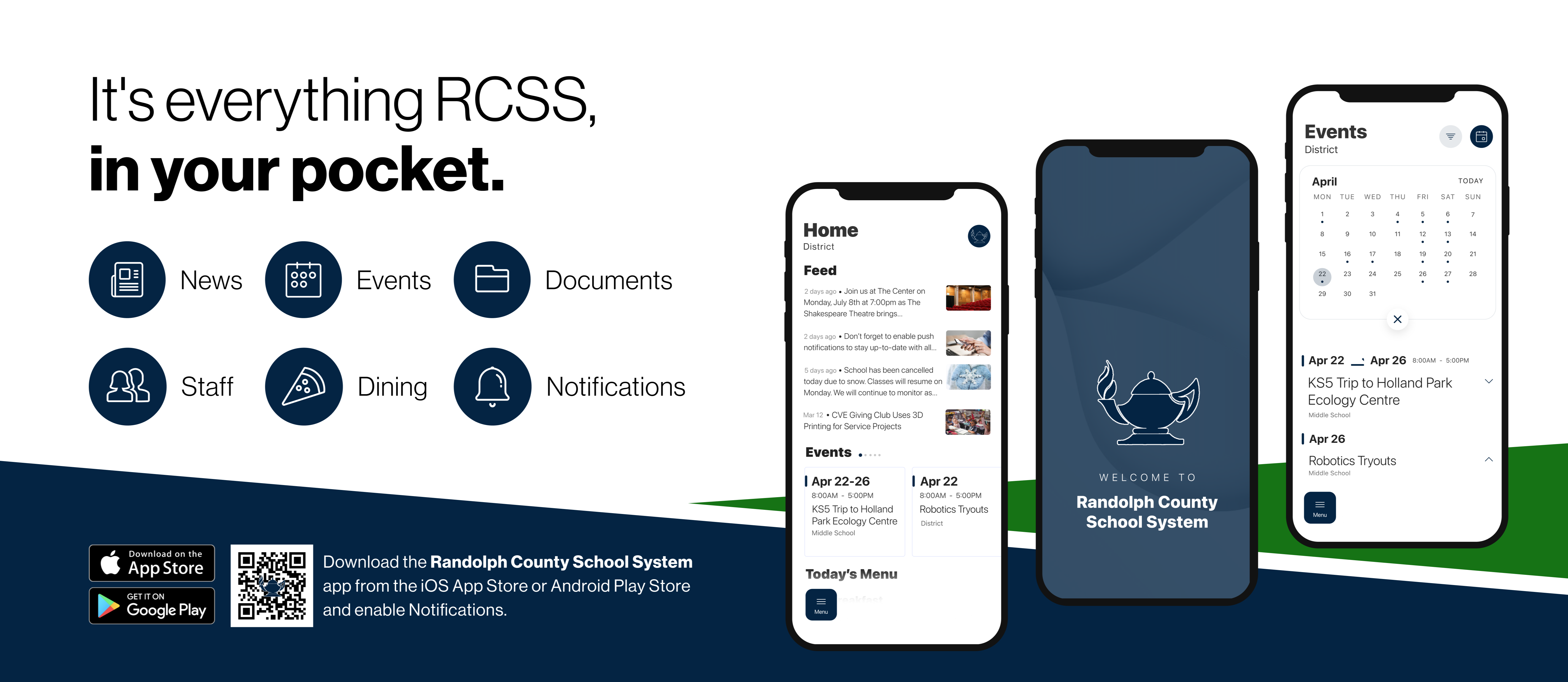 Download the Randolph County Schools app  in Google or Apple Store to have updated information about your child's school.