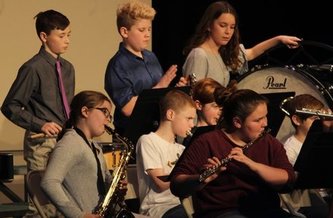 band students playing various instruments