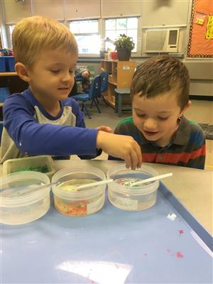 Preschool students doing activities