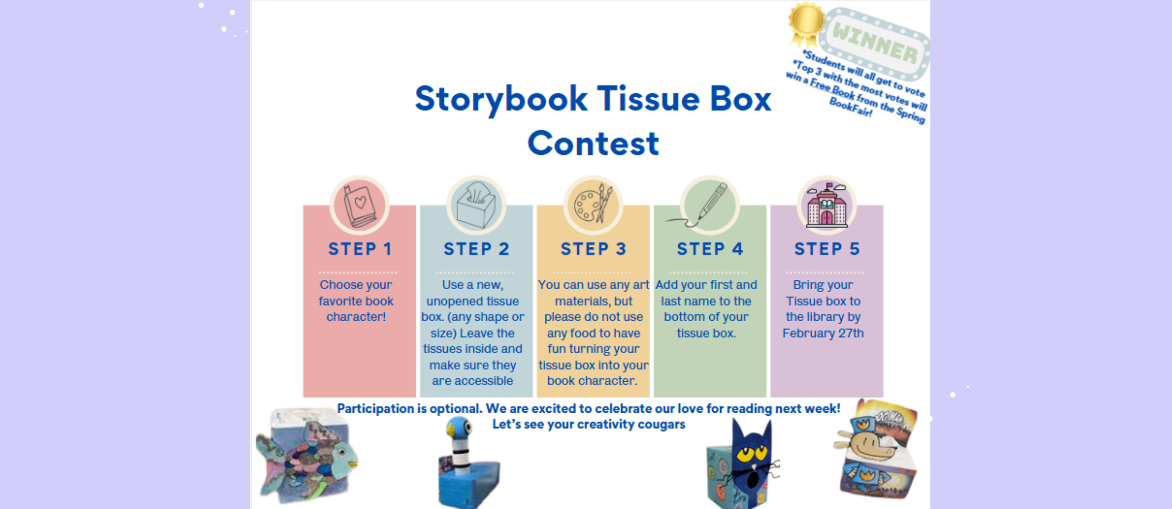 Book Character Tissue Box Contest