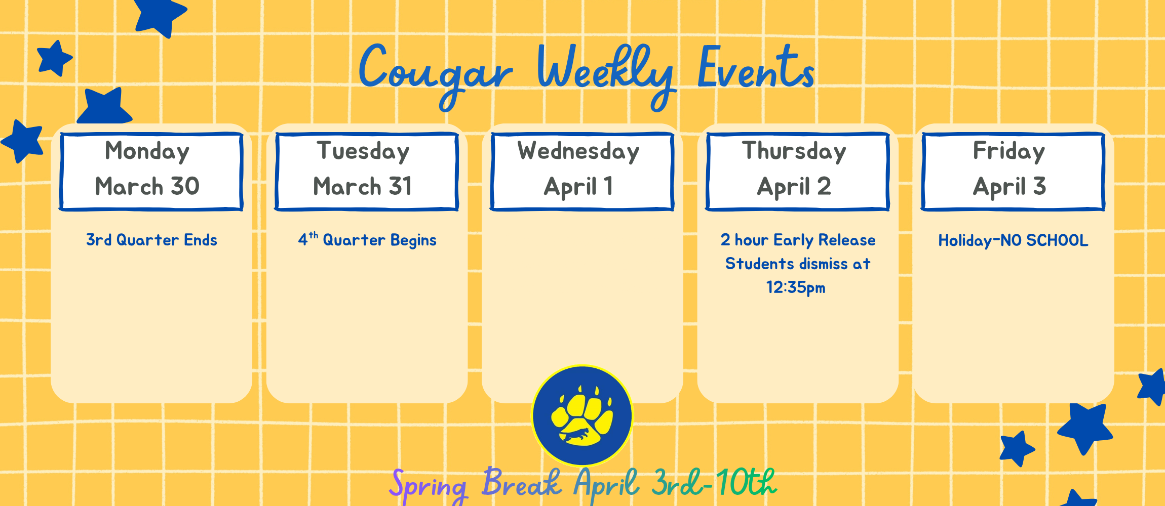 March 30th-April 3rd