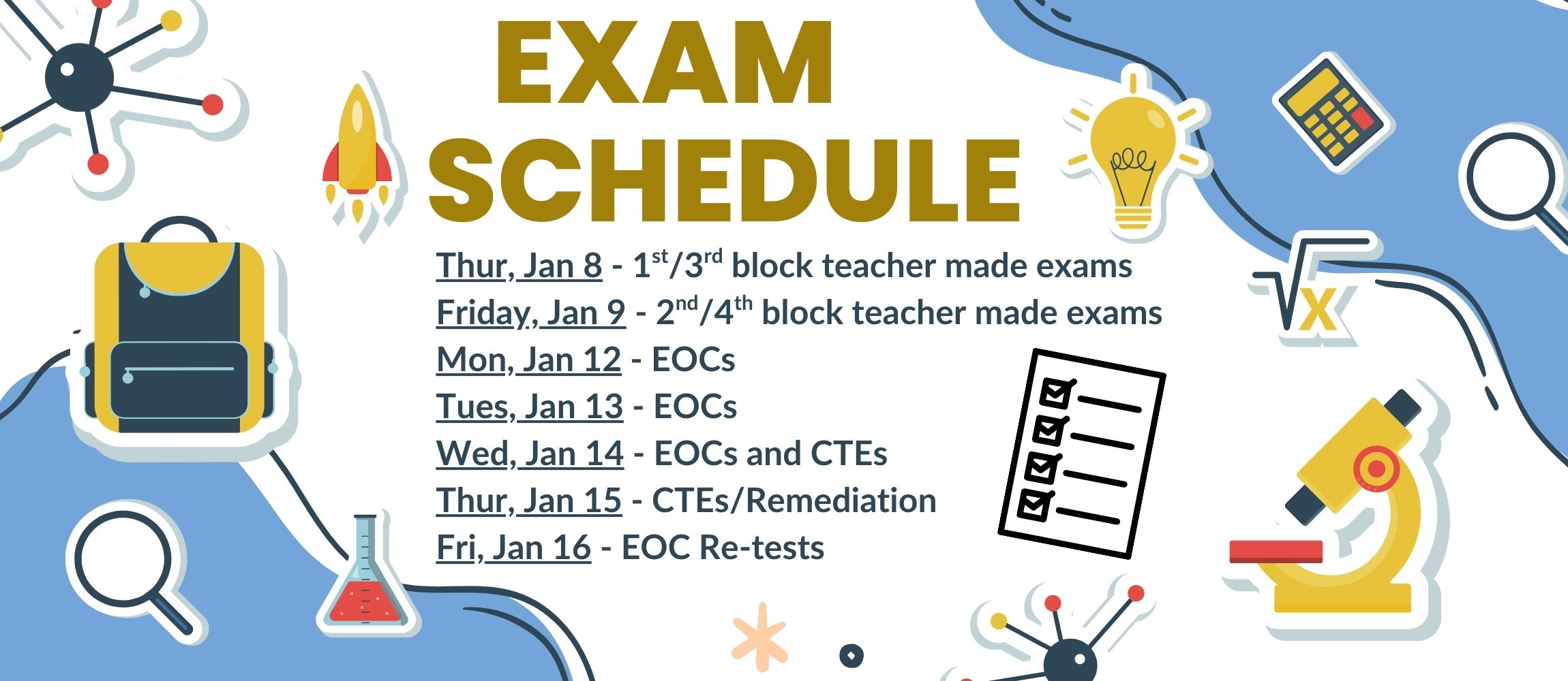 Fall exam schedule
