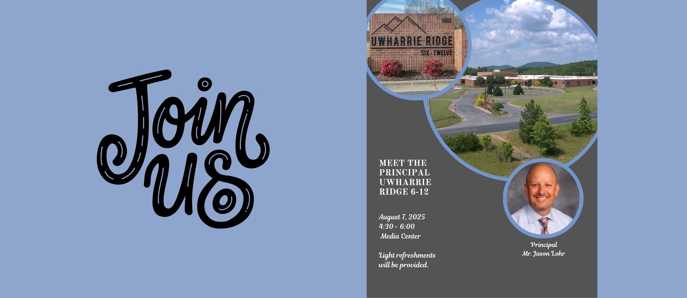 Meet the Principal! Parents and community members are welcome to come out to UR 6-12 to meet our new principal, Jason Lohr August 7 4:30-6:00pm Media Center Light refreshments will be provided!