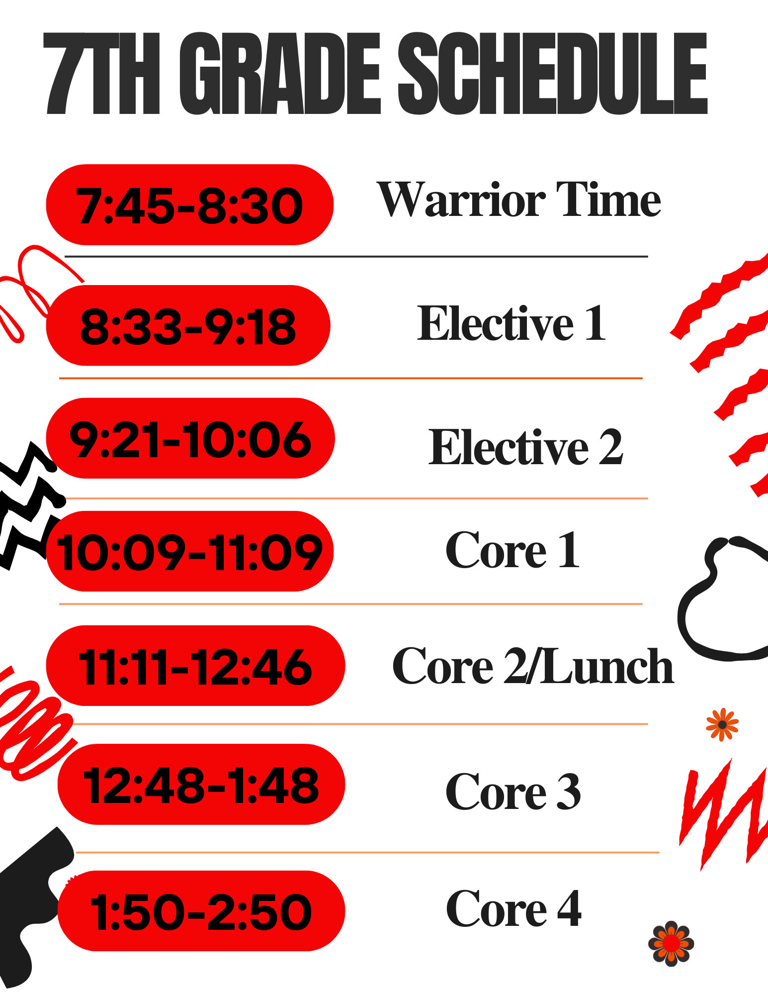 7th grade Schedule