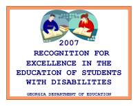 2007 RECOGNITION FOR EXCELLENCE IN THE EDUCATION OF STUDENTS WITH DISABILITIES