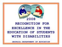 2008 RECOGNITION FOR EXCELLENCE IN THE EDUCATION OF STUDENTS WITH DISABILITIES