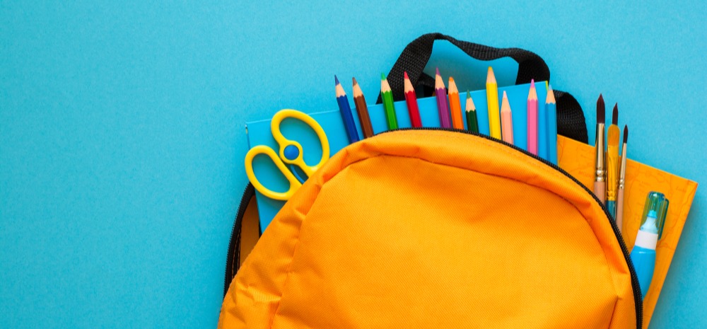 Backpack with school supplies