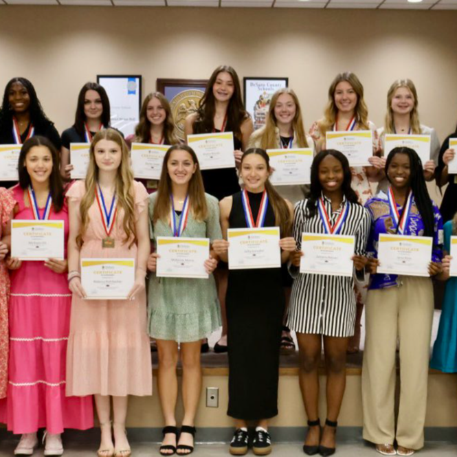 At Thursday's school board meeting, board members & Supt. Cory Uselton offered their congratulations to Lake Cormorant High School's volleyball team on winning the 6A volleyball state championship. Well done, Gators 🐊!   @LCHSladygatorvb   @LCHSGators  #BeTheStandard #TeamDCS