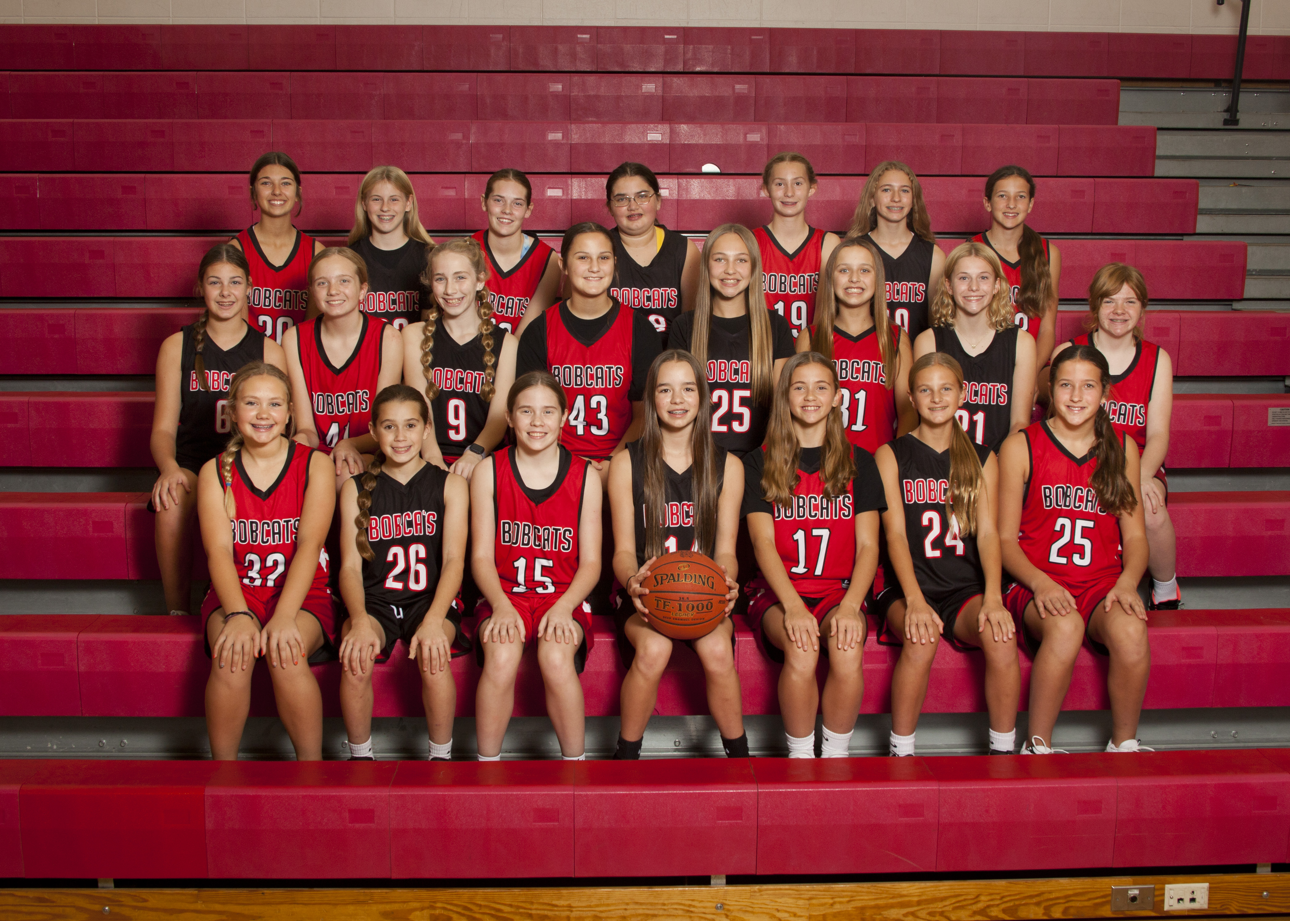 7th Red and Black Girls Basketball Team Photo 2024