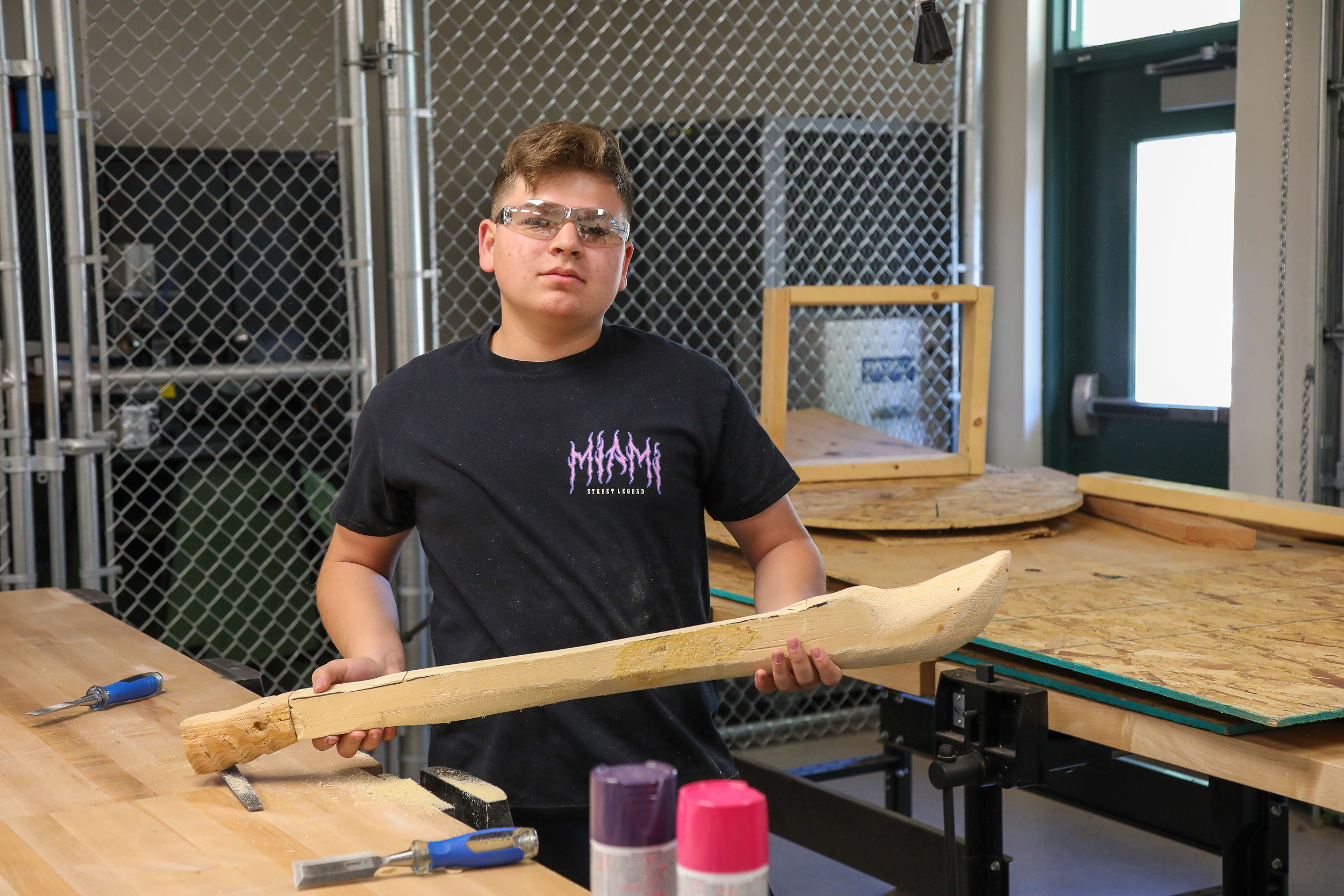 Student woodworking