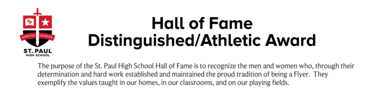 St. Paul High School Hall of Fame Distinguished / Athletic Award