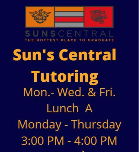 flyer for Suns Central tutoring