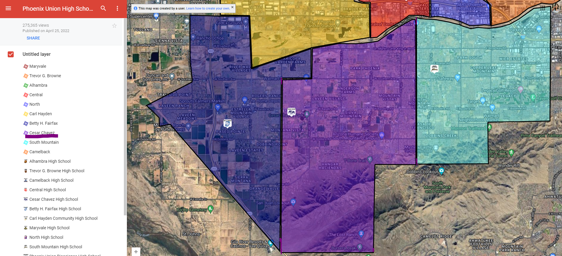 Cesar Chavez High School boundaries