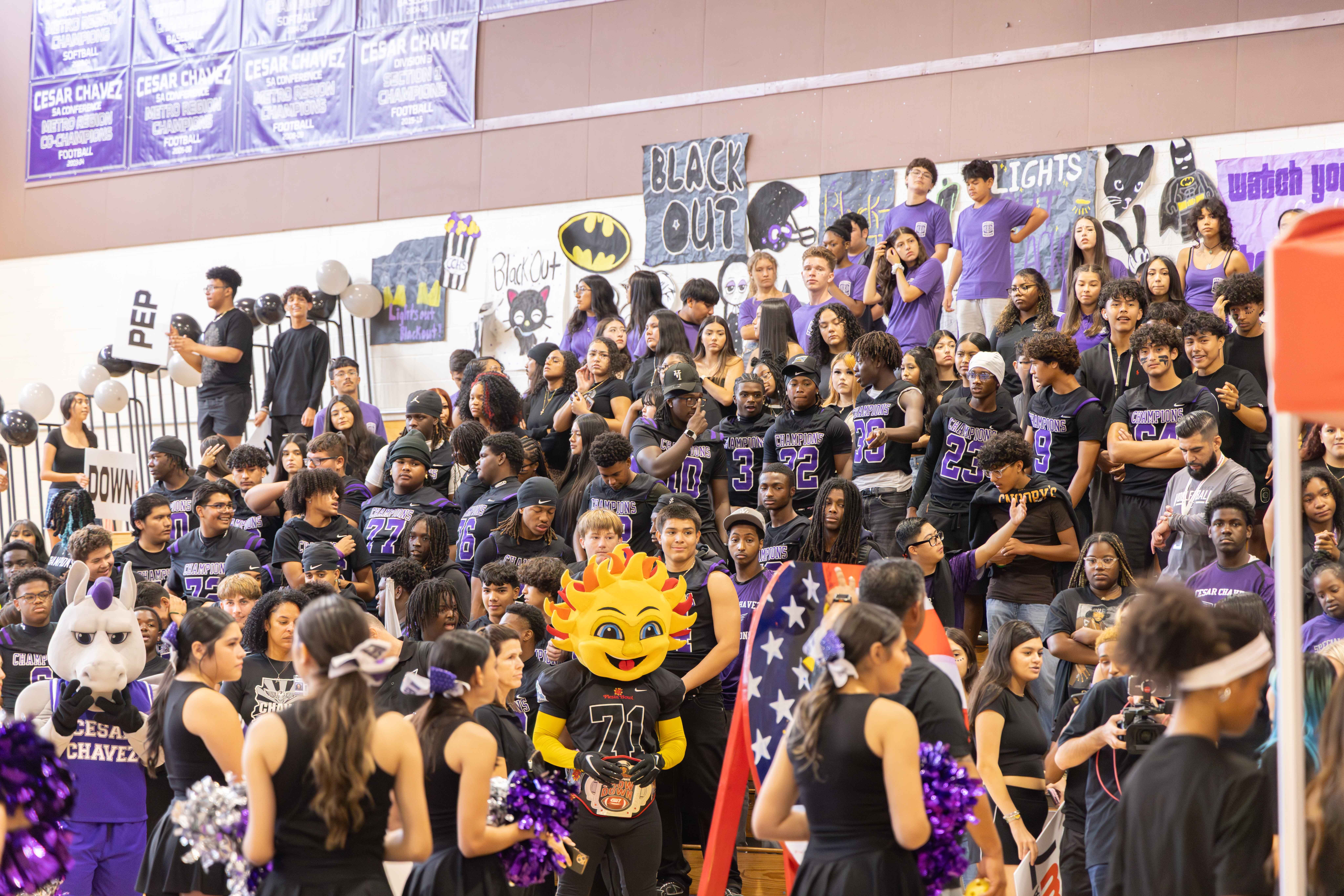 Students in bleachers