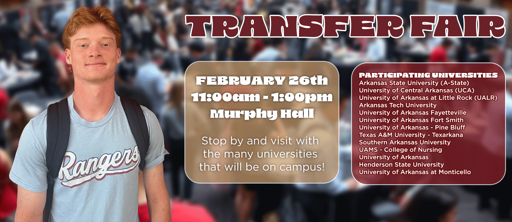 Transfer Fair!  FEBRUARY 26th 11:00am - 1:00pm Murphy Hall