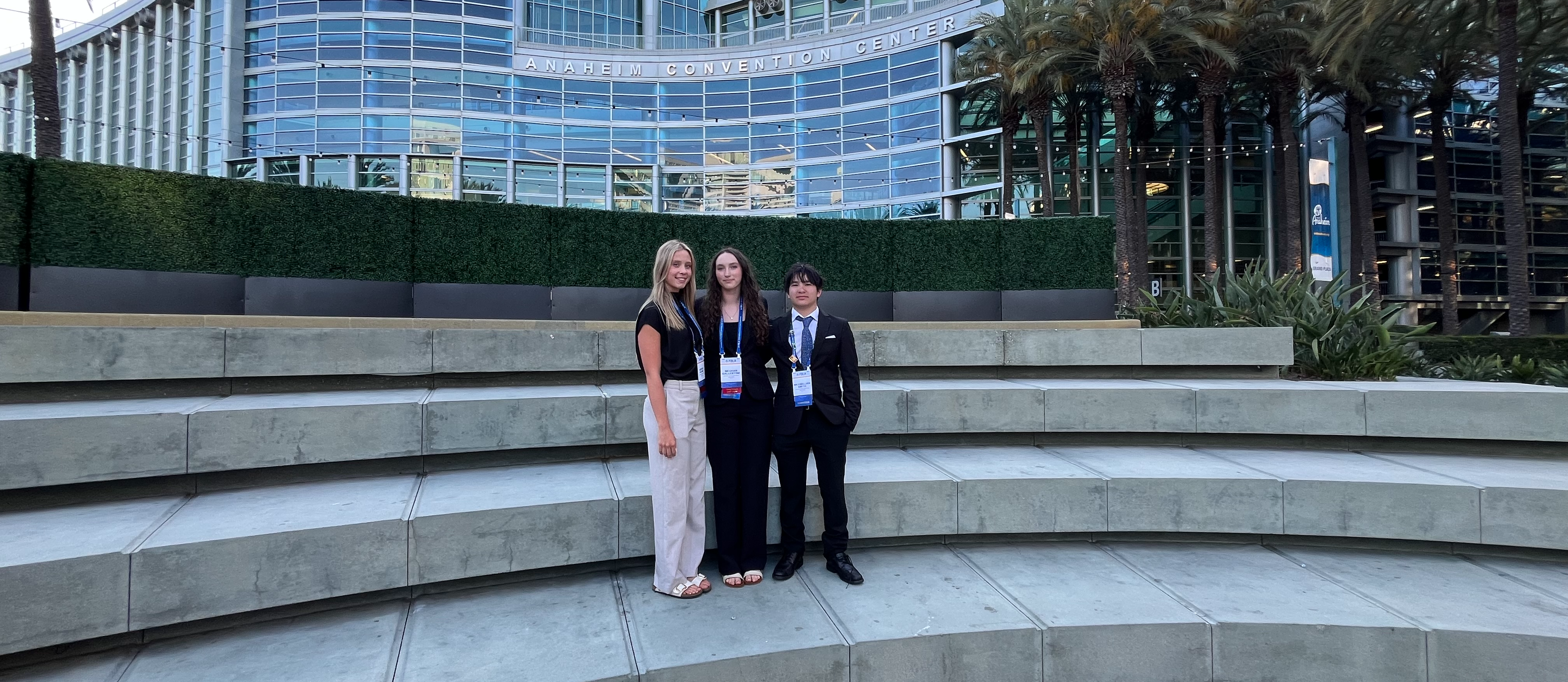 Students in front of the Anaheim Convention Center