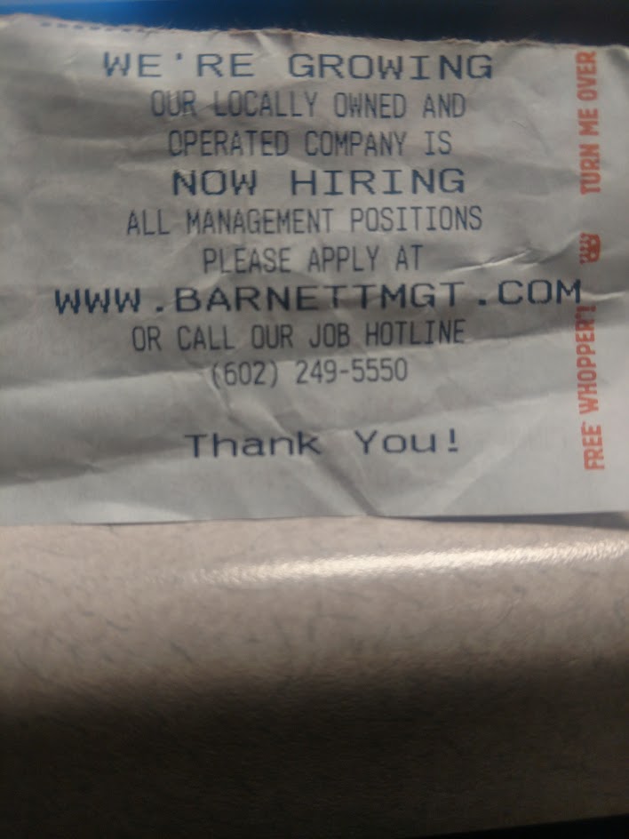 Burger King receipt