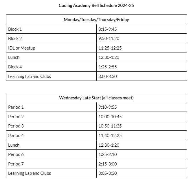 Bell Schedule