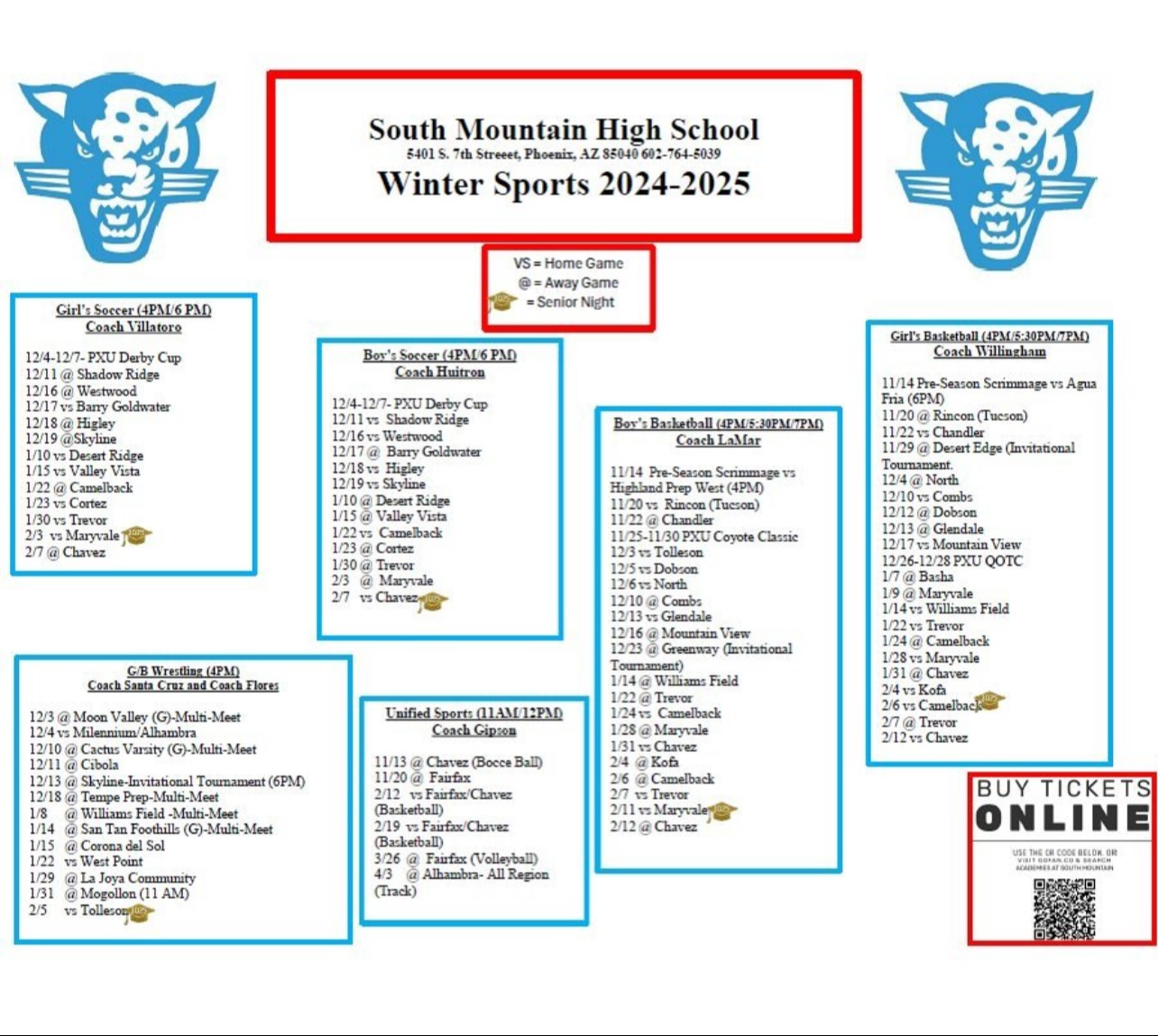 winter sports schedule