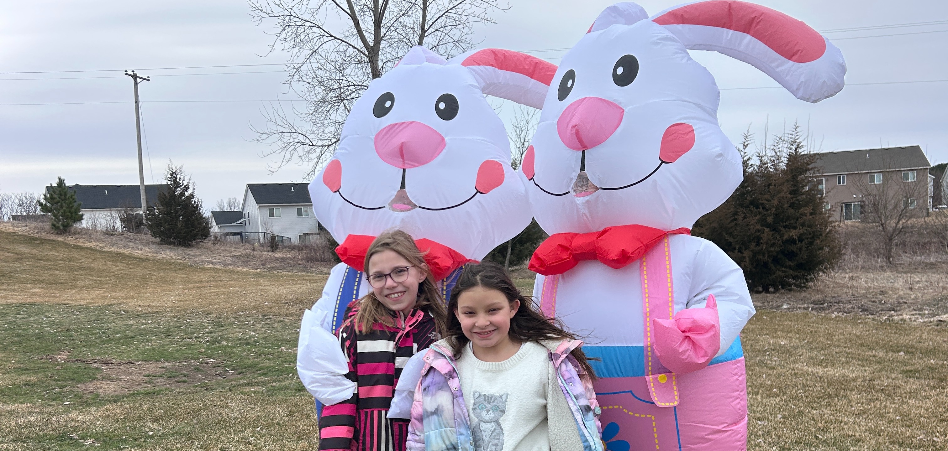 Students with Easter Bunny