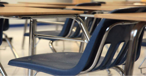 stock photo of school desk chair