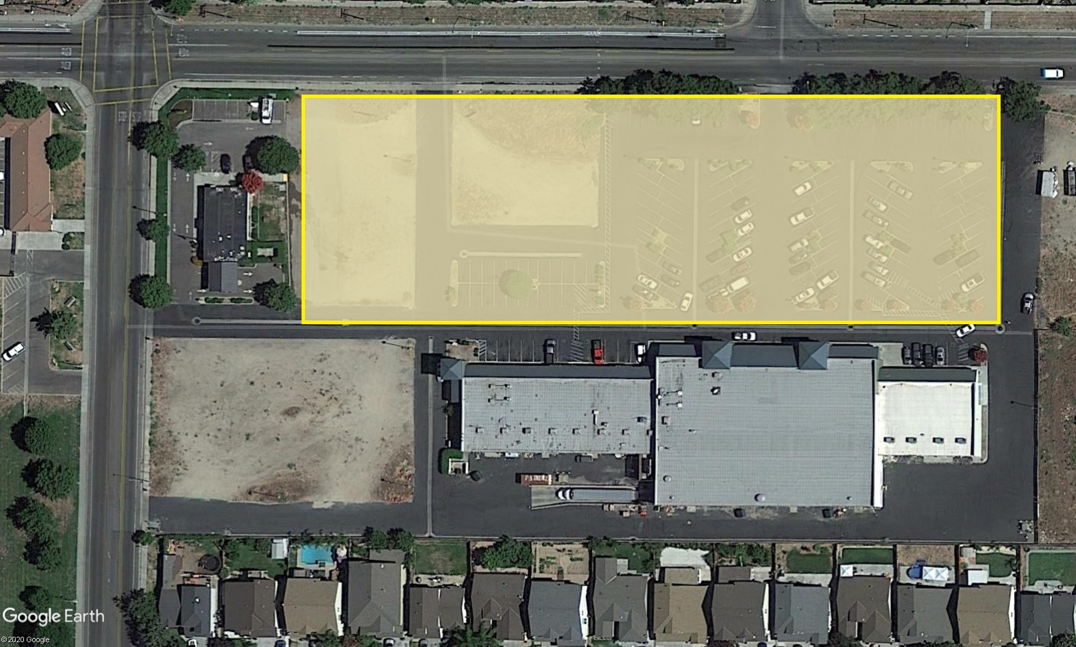 16491 Schendel - Liberty Market campus aerial view with yellow block where wifi coverage is available