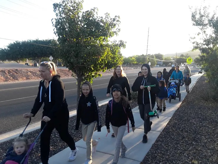 Students walking