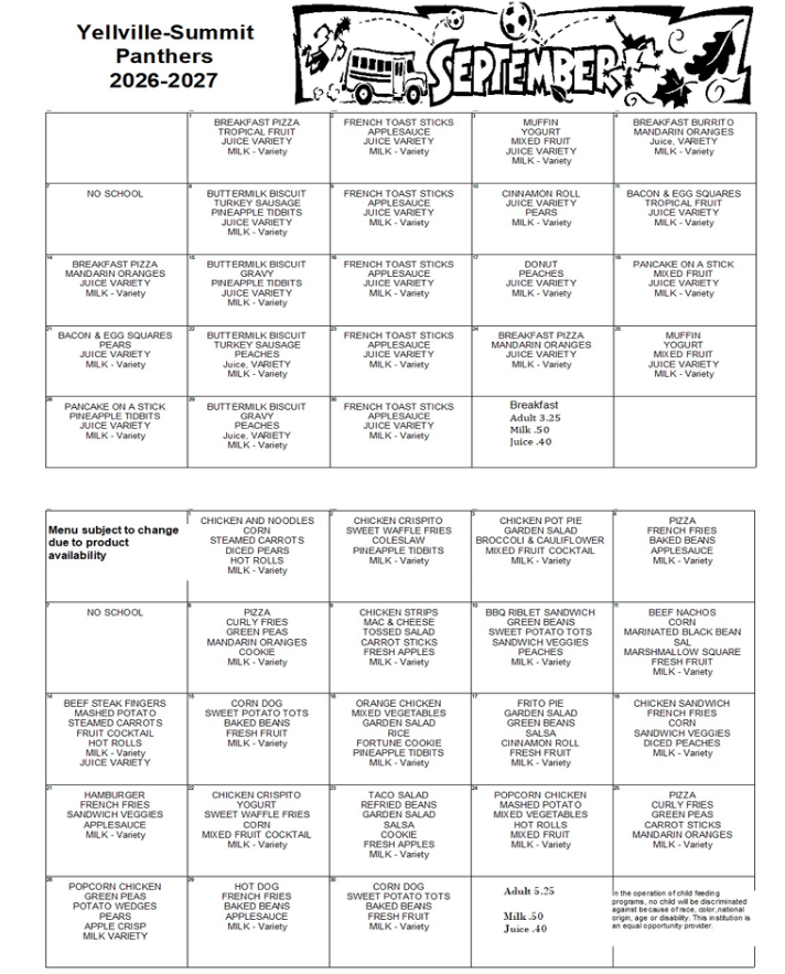 September Menu