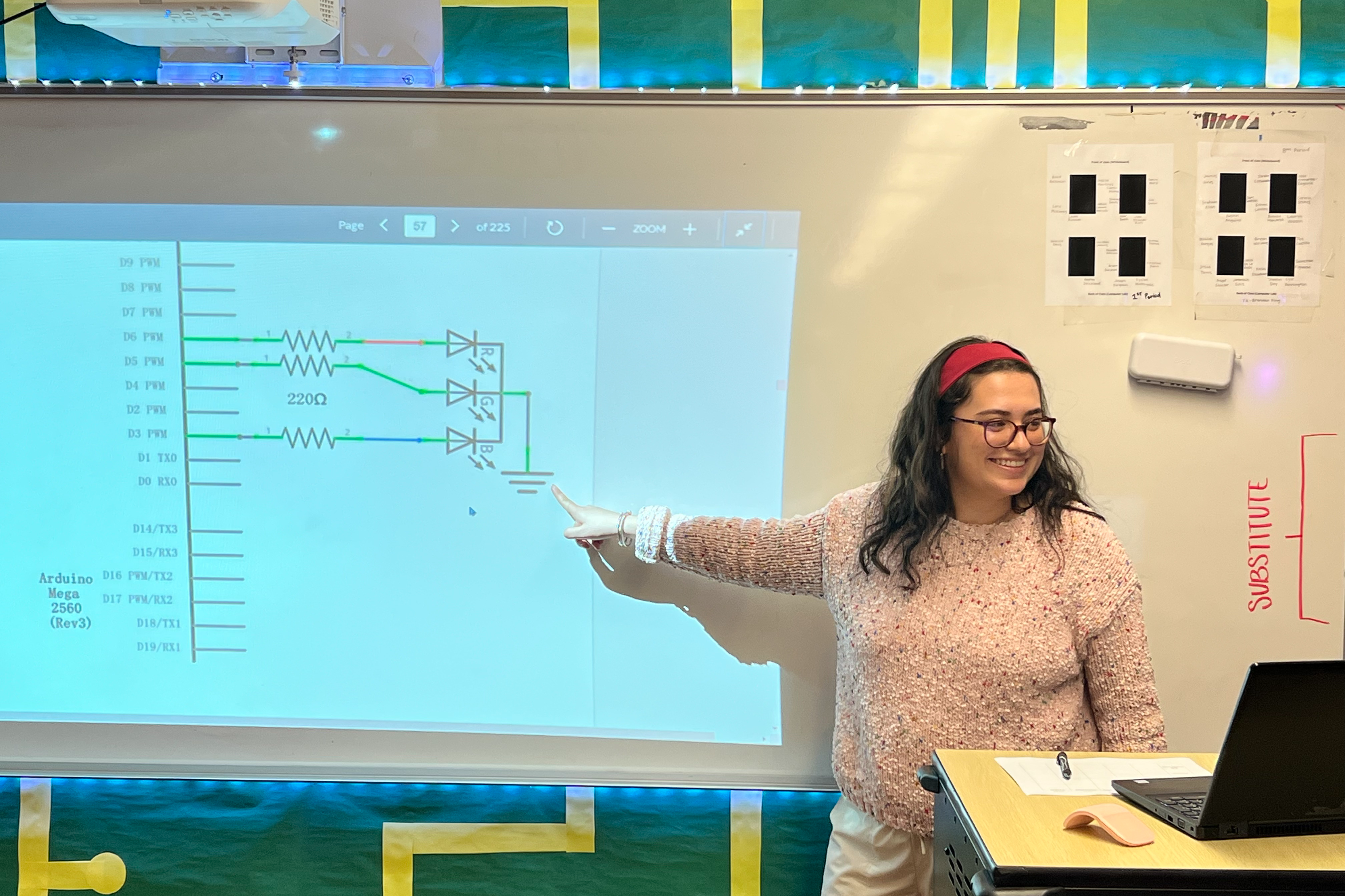 Teacher teaching on Smart Board