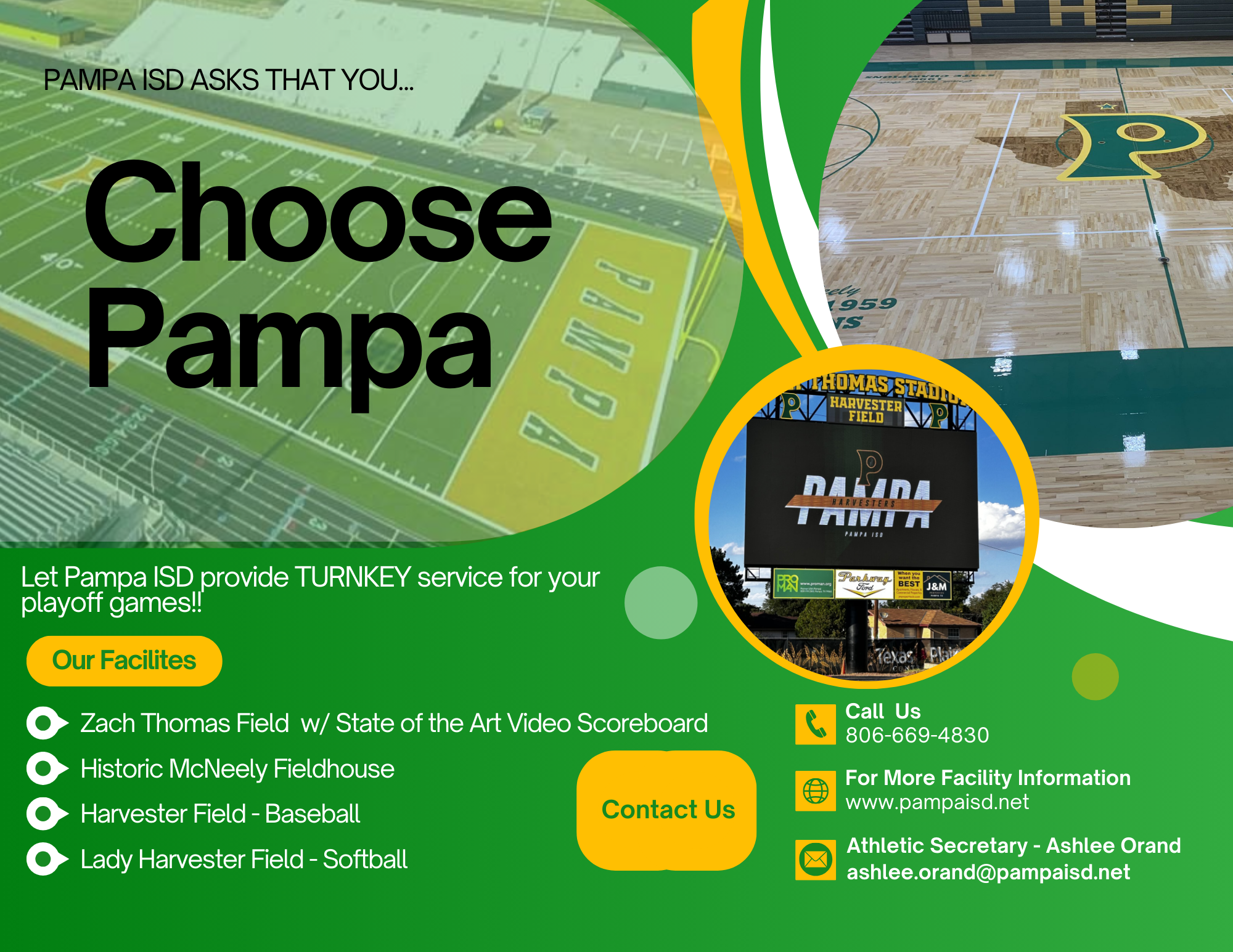 Choose Pampa Athletic facilites for your playoff games