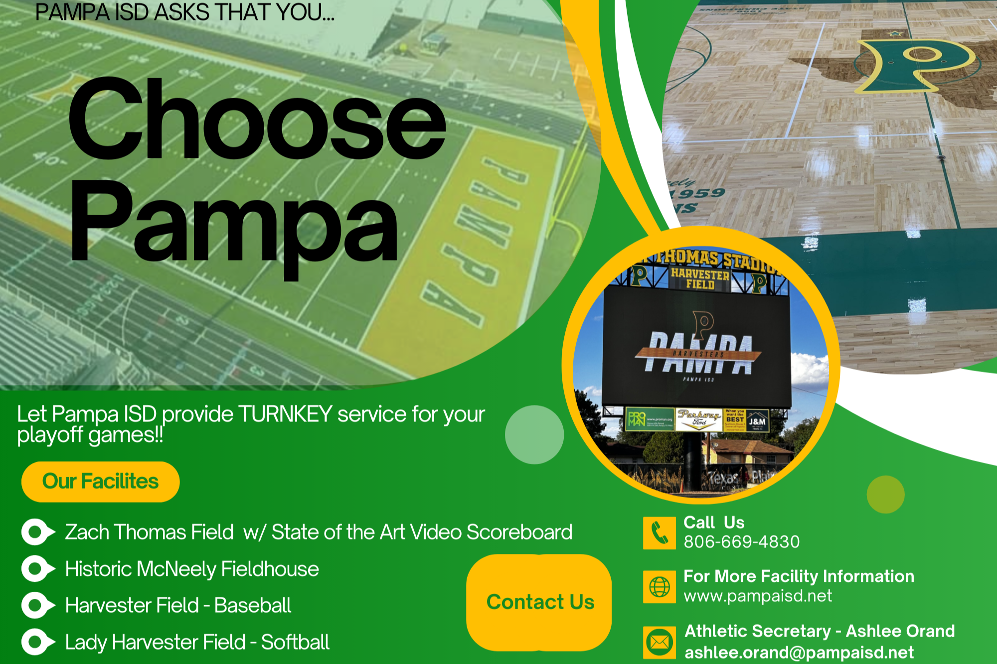 Choose Pampa Athletic facilites for your playoff games