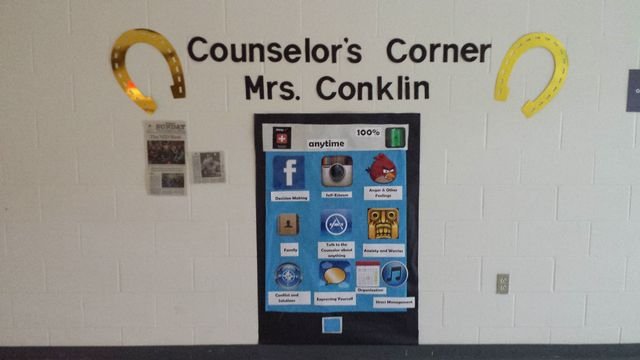 Counselor's Corner bulletin board