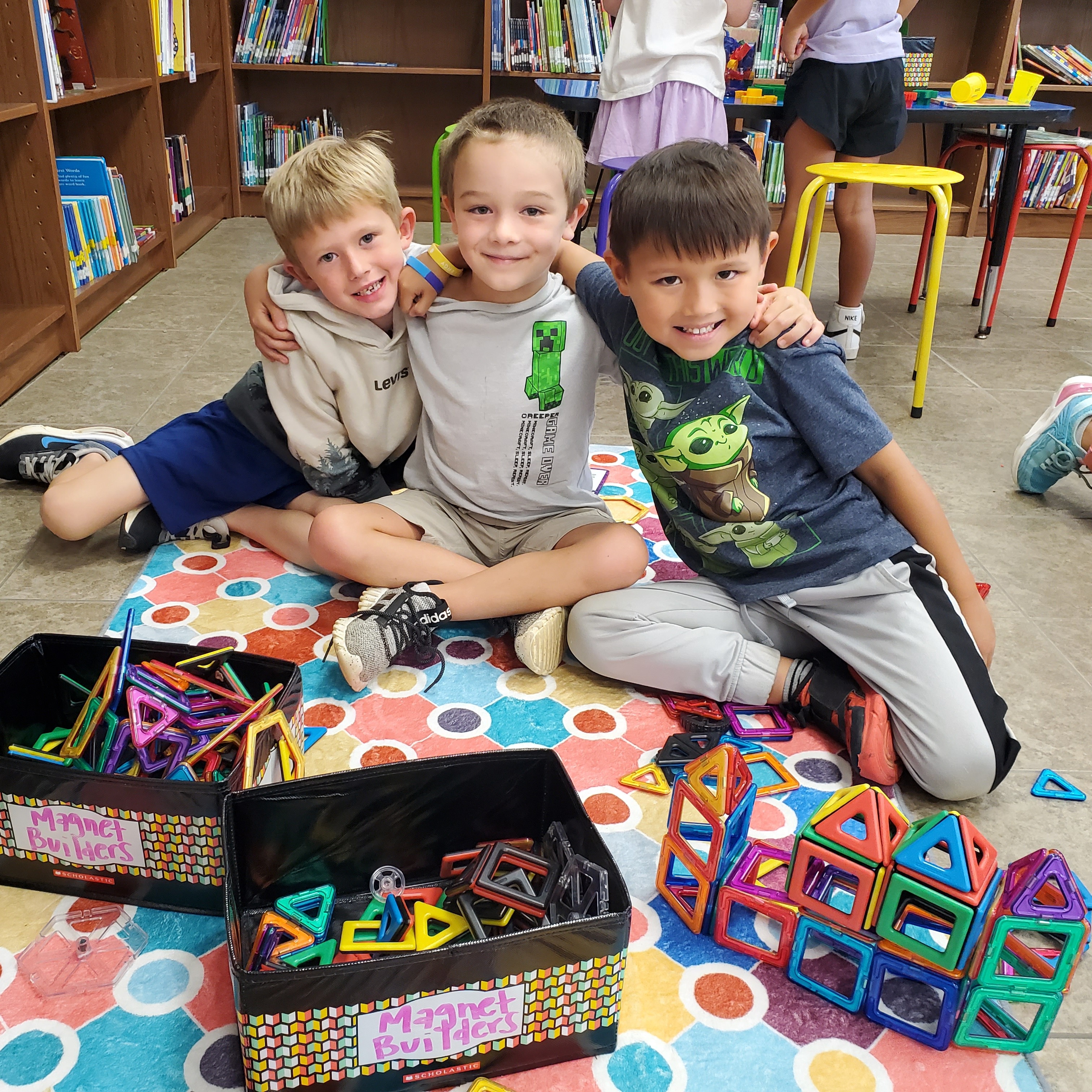 Mrs. Wiley's class worked together to create during STEAM Stations in Library.