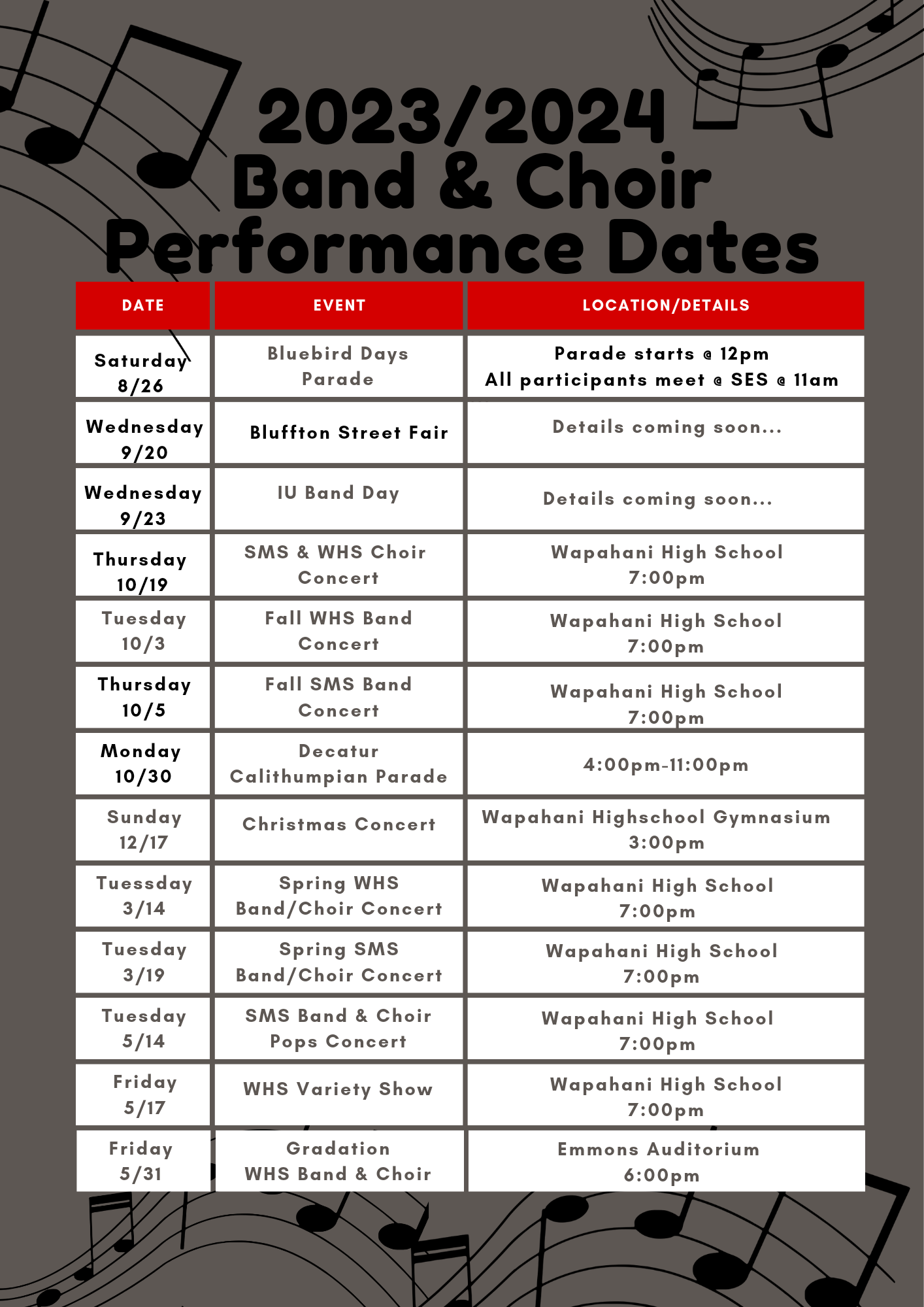 Band-schedule