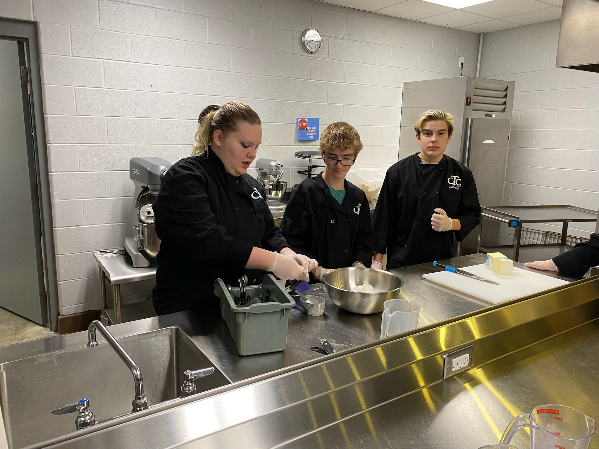 Students learning how to bake