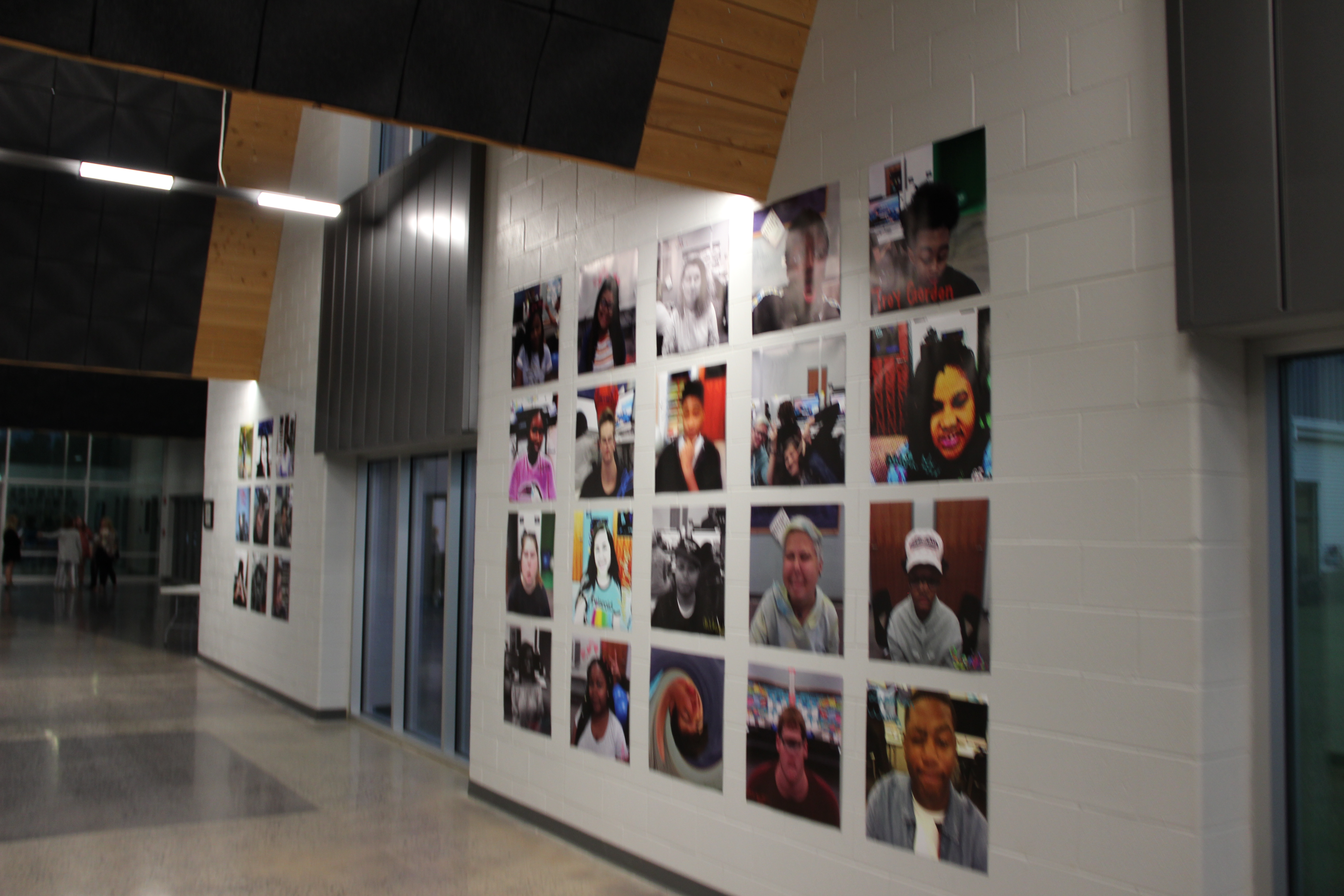 wall with student images
